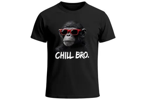MoonWorks Print-Shirt Herren T-Shirt Chill Bro Tiermotive Lustig Schimpanse Capybara mit Print