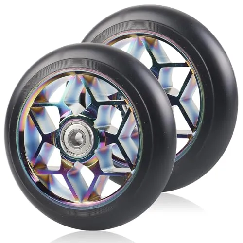 Stück Stunt Scooter Rollen 110 mm, Bunte Ersatzräder 88A Mit ABEC-9 Lager Aluminium Speichenkern, Kompatibel für Allerlei Roller 2