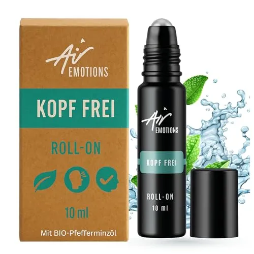 Air Creative® Pfefferminzöl Roll-On Kopf Frei – Linderung bei Kopfschmerzen durch Minzöl - belebender Duft für Konzentration & Klarheit – Ideal für unterwegs – 10ml