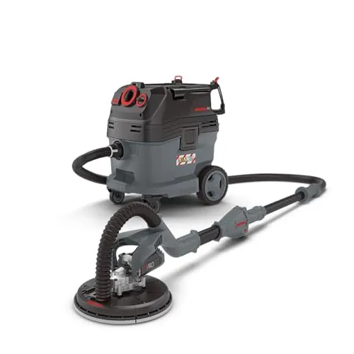 MENZER Langhalsschleifer LHS 225 PRO mit Sicherheitssauger VCL 530 PRO - Professioneller Trockenbauschleifer für Decken bis 3 Meter, inkl. leistungsstarkem Sicherheitssauger mit automatischer Filterabreinigung für staubfreies Arbeiten.