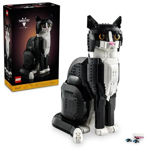 Lego Ideas 21349 Schwarz-weiße Katze, Wohnaccessoire, Geschenkidee für Tierliebhaber und Katzenfreunde, Sammlermodell, kreative Aktivität, Bausatz für Erwachsene