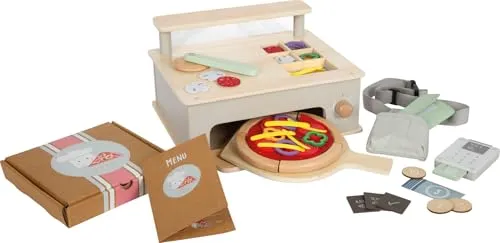 Small foot 12696 - Pizzeria-Set - Gesellschaftsspiel für kreative Kinder, mit umfangreichem Zubehör für authentisches Pizzabacken und Fördern von sozialen Fähigkeiten.
