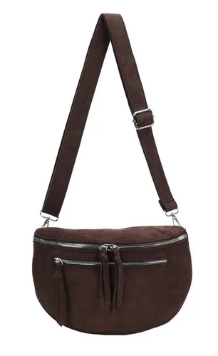 ITALYSHOP24 Bauchtasche Damen Gürteltasche Hüfttasche Bodybag Handytasche Umhängetasche Reise, Stoff Tasche CrossOver Brusttasche Wildlederimitat Slingntasche