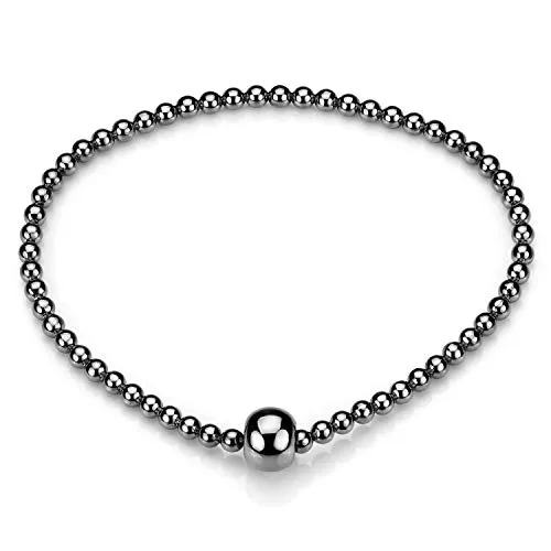 MATERIA Damen Kugel Armband schwarz elastisch - 925 Silber Stretcharmband - Elegantes Damen Armband aus 925 Sterling Silber, elastisch und perfekt anpassbar. Ideal als Geschenk, kommt in einer schicken Schmuck-Box.