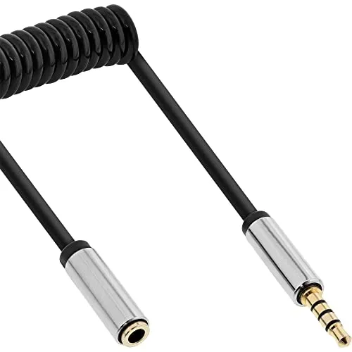 InLine 99282 Slim Audio Spiralkabel Klinke 3,5mm ST/BU, 4-polig, Stereo, 2m