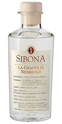 Sibona Grappa di Nebbiolo 40% vol. (1 x 0,5l) – Sortenreiner, kräftiger Grappa aus Italien