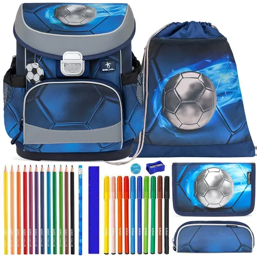 Belmil Schulranzen Set Mini Fit Football silber 10-teilig