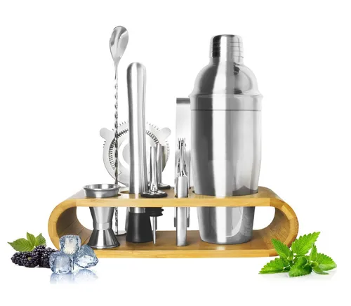 tlg Cocktail Shaker Bar Set 700ml Edelstahl - 11-teiliges Cocktailset aus robustem Edelstahl, spülmaschinenfest und ideal für die Zubereitung von Cocktails zu Hause oder in der Bar.