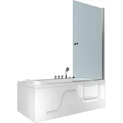 Seniorendusche Kombi Duschkabine mit Tür S17D-TH-WP-L 150x75 cm