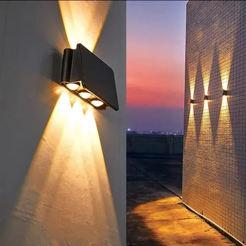 Wandstrahler SMD Wandlampe kabellos UP-Down Außenleuchte - Lampen für den Außenbereich, moderne Wandleuchte mit warmweißem Licht und Dämmerungsschalter, ideal für Veranda und Garten.