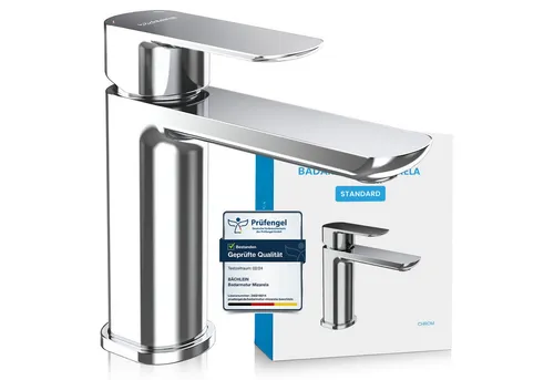Bächlein Badarmatur Mizarela - Elegante Waschtischarmatur in Chrom - Hochwertiger Einhebelmischer für Waschbecken mit flexiblem Anschluss und Keramikkartusche. Ideal für modernes Badezimmerdesign.