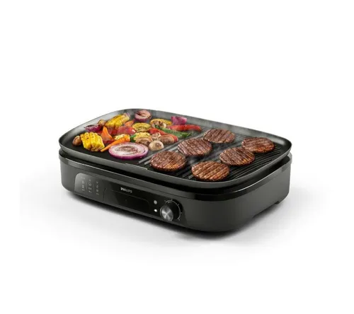 Philips Tischgrill 3000 Series – 2400 W Leistung mit großer Grillfläche - Vielseitiger Tischgrill mit 1250 cm² Grillfläche und 5 Temperaturstufen für perfekte Ergebnisse. Die abnehmbaren, antihaftbeschichteten Platten ermöglichen eine einfache Reinigung und sorgen für müheloses Grillvergnügen.
