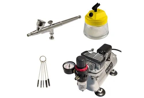 Airbrush-City Airbrush-Kompressor AC 18C + Sparmax SP-35c Airbrushpistole - Anfänger Airbrush-Set 03