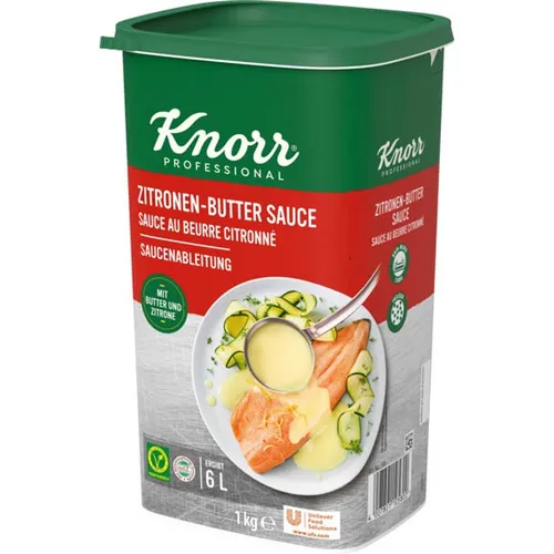Knorr Zitronen-Butter Sauce (1 kg) - Fertiggerichte: Cremige Zitronen-Butter Sauce, ideal für Gemüse und Fisch, ergibt 5,5 Liter köstlichen Genuss aus einer 1 kg-Dose.