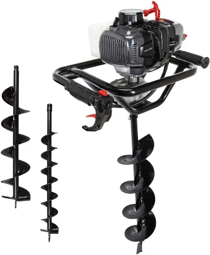 Benzin Erdbohrer PX-EB-52 Practixx - 1,97PS, 800mm Tiefe - Sonstige Gartentechnik, kraftvoller 2-Takt-Motor für müheloses Bohren bis 800 mm tief, inklusive 3 Bohrer für verschiedene Lochgrößen.