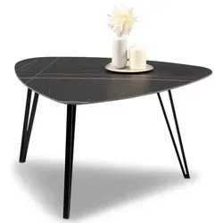 Beistelltisch LIONEL, Schwarz, 45 cm - Ablagetisch aus der M2 Kollektion mit robustem Metallgestell und eleganter Keramikplatte, perfekt für jeden Wohnraum.
