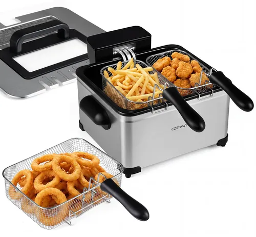 COSTWAY Fritteuse 5L 2000W mit Sichtfenster und LED Touch Display