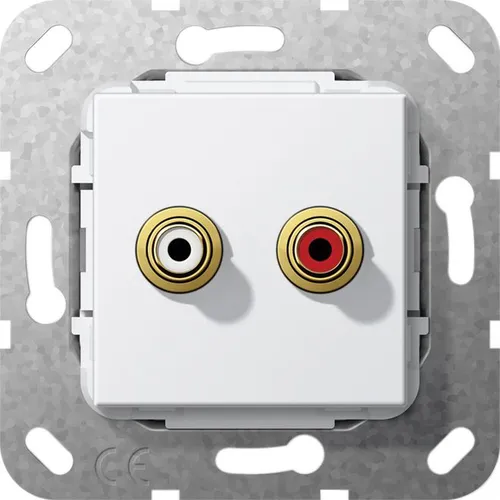 Gira 563203 Cinch Audio Lötanschluss Einsatz rw - HiFi-Kabel für unterputz Montage, bruchsicher und ideal für hochwertige Audioverbindungen in Ihrem Zuhause.