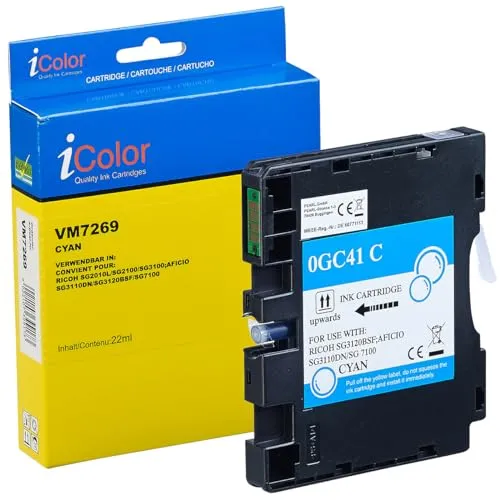 iColor Lanier Sg 7100 DN: Tintenpatrone für Ricoh (ersetzt Ricoh GC41), Cyan