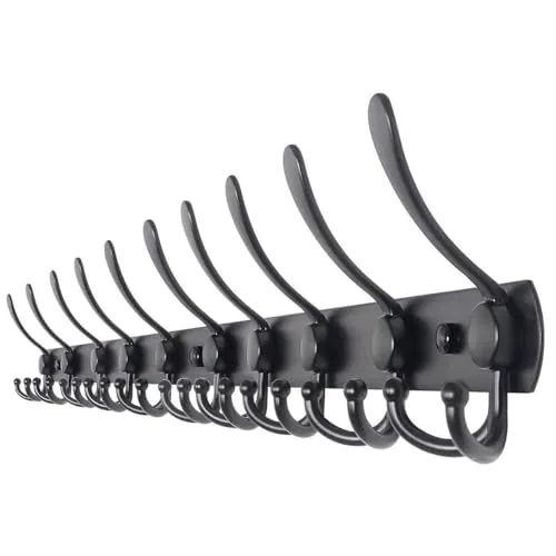 TOJ Living Wandgarderobe - 95CM mit 30 Haken - Wandgarderobe aus robustem Edelstahl, wasser- und feuchtigkeitsbeständig, ideal für Bäder und kleine Räume. Platzsparend mit 30 Haken für eine ordentliche Aufbewahrung.