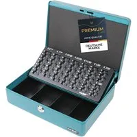 HMF Geldkassette 10015 mit Zylinderschloss - Card-Reader mit 8 Münzfächern und herausnehmbaren Geldscheinfächern für optimale Organisation. Sicher und praktisch mit Zylinderschloss und Schaumstoffeinsatz für den Transport.