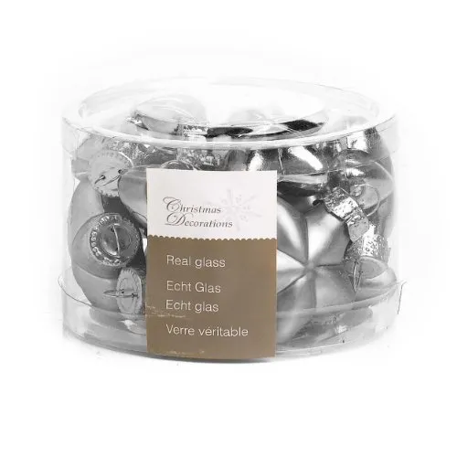 Kaemingk Mini-Glassterne Glanz/matt 4 cm (12 Stück) Silber