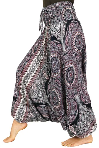 Afghani Haremshose - Ethno Style Pluderhose für Frauen - Hosen aus 100% Viskose im Ethno Style, ideal für Frühling und Sommer, fair gehandelt aus Thailand, weit geschnitten für optimalen Komfort.