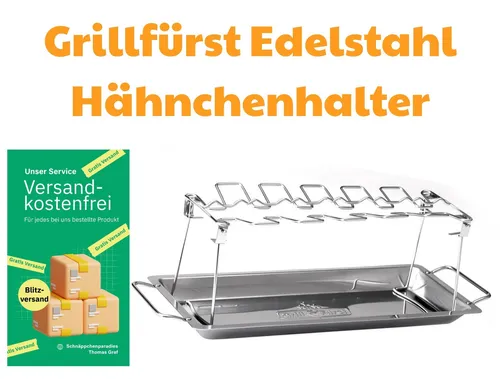 Grillfürst Hähnchen-Halter BBQ Edelstahl für 12 Hähnchenschenkel Chickenwings