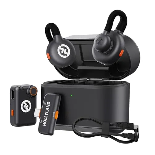 Hollyland Lark M2S Combo (Kamera RX+USB-C RX+ Lightning-Kabel) Kabelloses Lavaliermikrofon für iPhone/Kamera/Android/PC, Titan-Clip, Geräuschunterdrückung, 30-Stunden-Nutzung, Vlog, Interview