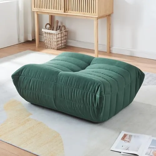 [en.casa] Fußhocker Kodsø - Vielseitiger Sitzhocker in Grün - Stilvoller Hocker mit extra dicker Schaumstoffpolsterung für ultimativen Komfort – ideal als Sitz, Fußablage oder Wohnaccessoire in jedem Raum.