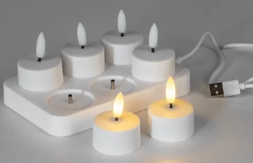 Formano 6 Stück LED-Teelichter mit Ladestation von formano