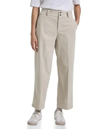 Street One Studio Damen Straight Leg Cordhose, Morn beige, Größe 44W x 28L - Damen-Hosen im Casual Fit mit High Waist und Straight Legs, aus softer Cordqualität für höchsten Tragekomfort und lässigen Style.