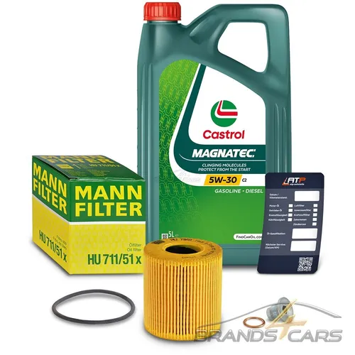 Mann-Filter Ölwechsel-Set mit Castrol Magnatec 5W-30 C2 für Peugeot und Citroën