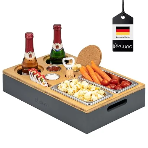 eluno Couchbar mit abnehmbarem Deckel und Snackschalen