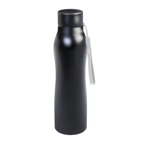 Trinkflasche Edelstahl schwarz ca.1000 ml Trageschlaufe Isoflasche Reiseflasche