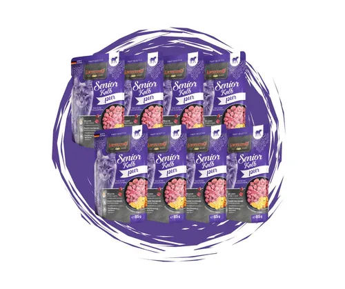 Leonardo Catfood Leonardo Frischebeutel Bundle - 8x85g verschiedene Sorten im Mixpaket Kalb Pur (Senior)