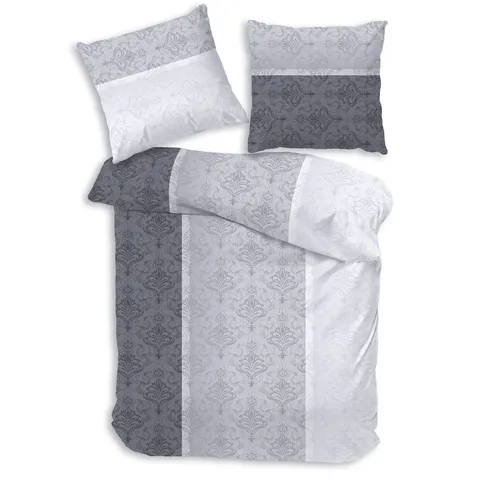 Träumschön Biber Bettwäsche Set 2tlg 135x200 cm – Flauschige Paisley Bettwäsche in Grau - Bettwäsche-Set aus 100% Baumwolle, atmungsaktiv und hautfreundlich. Ideal für warme, gemütliche Nächte im Winter – Pflegeleicht und langlebig.