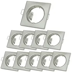 Sweet LED Deckenspot 10er Set GU10 eckig Einbaustrahler chrom-gebürstet 230V, ohne Leuchtmittel, Einbauspots, Deckenlampe grau