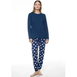 Mey Schlafanzug SCRIBBLED DOTS (2 tlg) - Herren-Nachtwäsche in tiefem Marineblau, aus 100% Baumwolle für höchsten Komfort und Bequemlichkeit, ideal für entspannte Nächte.