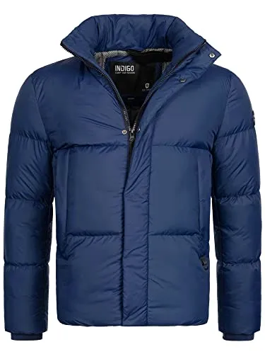 Indicode Herren Lanse Winterjacke mit Stehkragen | Herrenjacke Jacke Steppjacke Männer Navy, XL