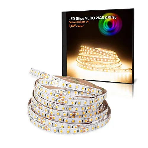 Mextronic LED-Streifen/LED Strip warmweiß diommbar (3000K) CRI 96, 48W, 5 Meter IP20 [Energieeffzienzklasse F]