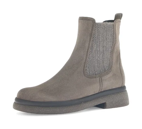 GABOR Chelseaboots Damen, Gr. 37, grau (taupe) - Wanderschuhe aus Veloursleder mit Blockabsatz und G-Weite, ideal für einen komfortablen Business-Look dank der Best Fitting-Ausstattung.
