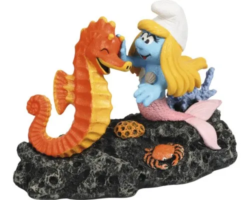 Aquariumdekoration AQUA DELLA Schlümpfe unter Wasser mit Seepferdchen