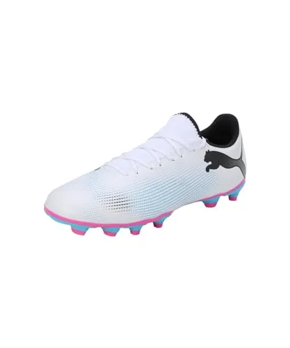 Puma Future 7 Play FG/AG Fußballschuhe Weiß EU 43 - Fußballschuhe für Herren mit leichtem Design, optimaler Traktion auf Naturrasen und Kunstrasen, ideal für Geschwindigkeit und Präzision.