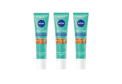 Nivea Gesichtspeeling Derma Skin Clear Nacht Peeling Serum, 3 x 40ml, 3-tlg., Gesichtsreinigung