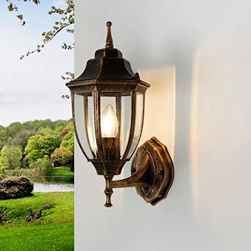 Licht-Erlebnisse Außenwandleuchte LYON Rustikal in Schwarz Kupfer - Rustikale Außenwandleuchte in moderner Laternenform, ideal für Hof und Terrasse. Witterungsbeständig mit Schutzart IP44, perfekt für E27 Leuchtmittel, auch LED. Setzen Sie elegante Akzente und erhöhen Sie die Sicherheit!