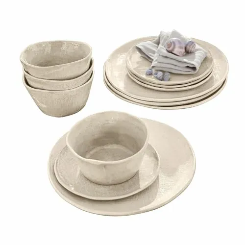 LOBERON Geschirr 12er Set Luganville in beige von LOBERON