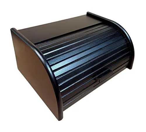 Brot-Box aus Holz, aufrollbar oder herunterklappbar, verschiedene Versionen erhältlich, holz, Schwarz , Large