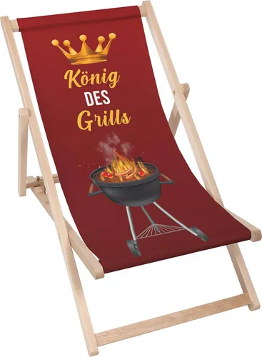 Dreamroots Liegestuhl klappbar Holz bis zu 130 kg, Sonnenliege klappbar mit 3-stufiger Neigungsregulierung der Rückenlehne, König des Grills