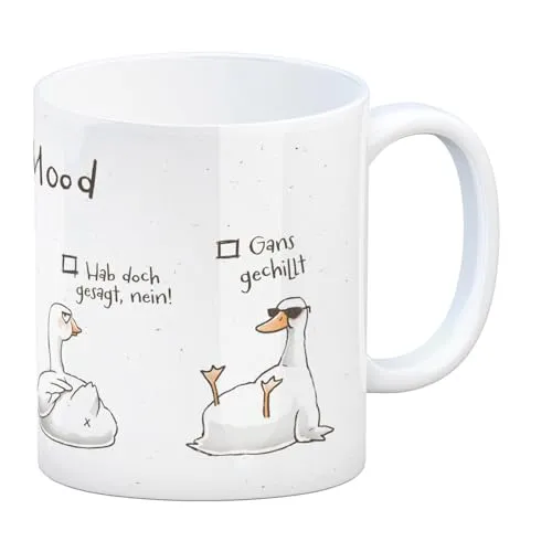 Gilbert die Gans Kaffeebecher mit Spruch Daily Mood eine schöne Tasse für das Büro Geburtstag Miesepeter Pechvogel Kaffeetasse Ganter Sprüche Kaffee Becher witzig lustig